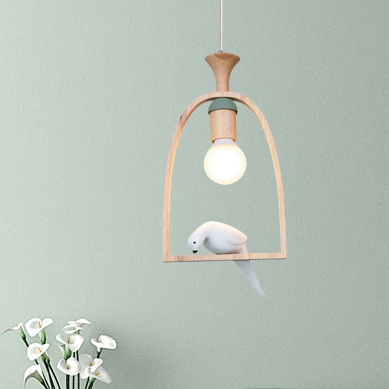 Pendante à cage à oiseaux en bois avec Pigeon Cafe 1 PEPLE PRENDANT RUSTIQUE CHEAUX