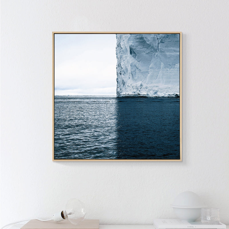 Canvas Blue Art Print Modern Ice and Sea Scenery Wall Decor, Multiple Size Options