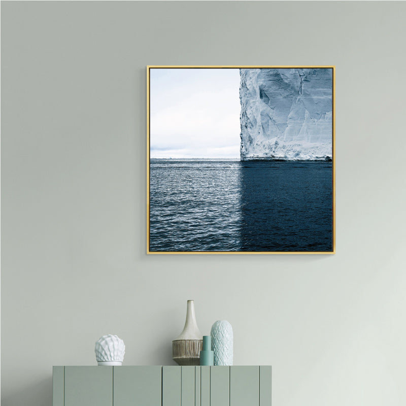Canvas Blue Art Print Modern Ice and Sea Scenery Wall Decor, Multiple Size Options