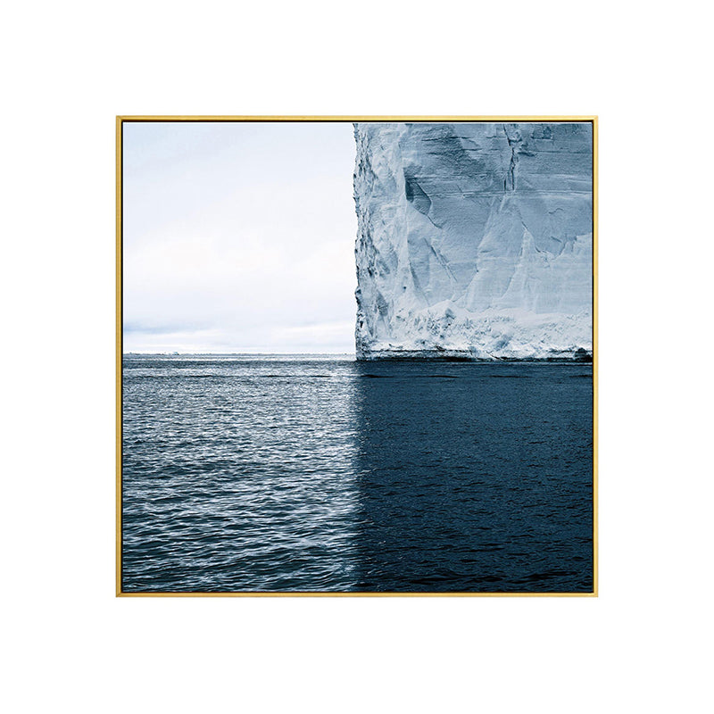 Canvas Blue Art Print Modern Ice and Sea Scenery Wall Decor, Multiple Size Options