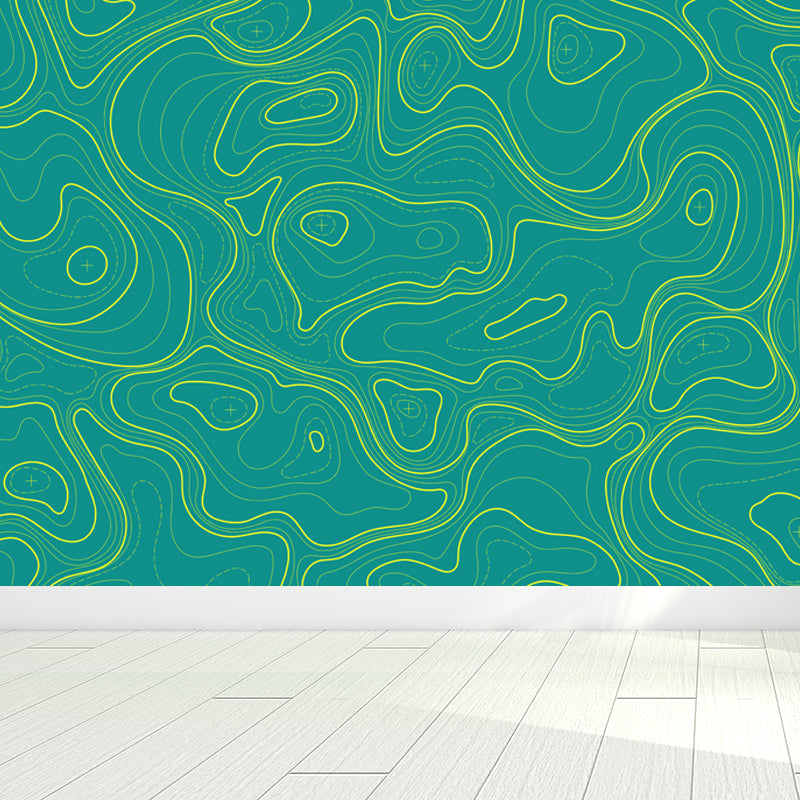 Modern Abstract Mural Non-Woven Cloth Stain-Proof Light Color Wall Art for Bathroom