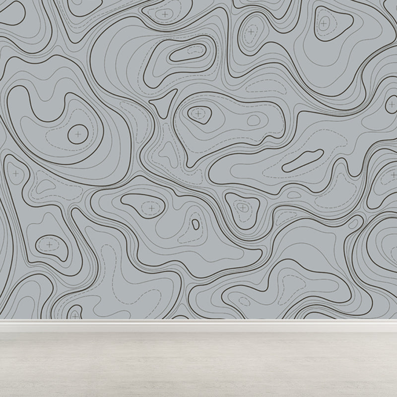 Modern Abstract Mural Non-Woven Cloth Stain-Proof Light Color Wall Art for Bathroom