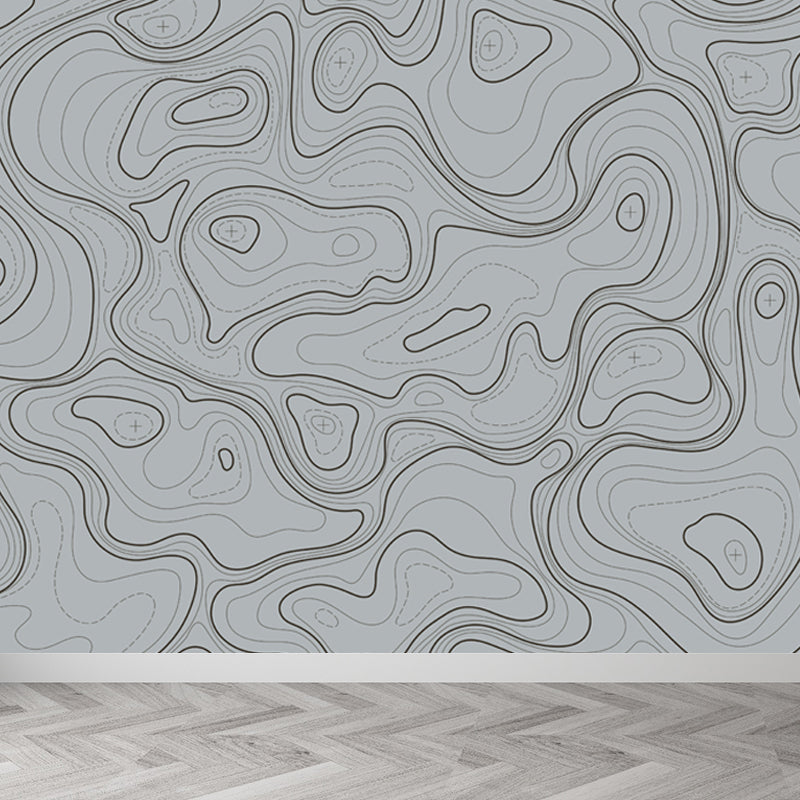 Modern Abstract Mural Non-Woven Cloth Stain-Proof Light Color Wall Art for Bathroom