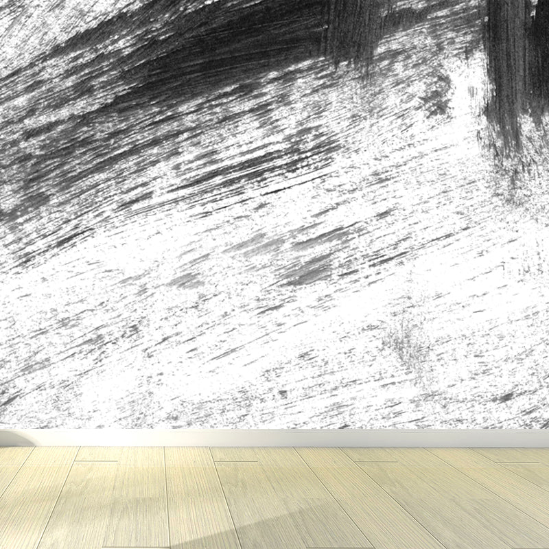 Black Brush Mural Wallpaper for Decoration Contemporary Living Room Wall Covering