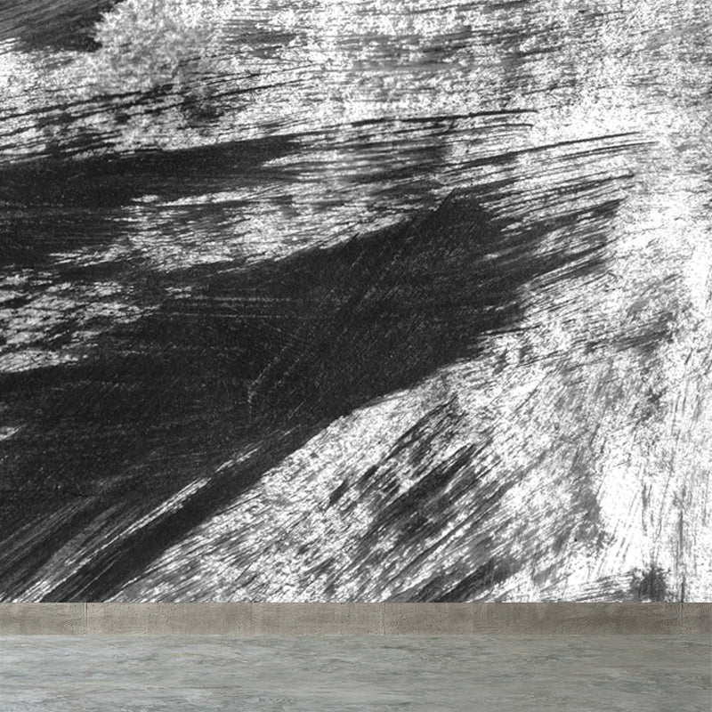 Black Brush Mural Wallpaper for Decoration Contemporary Living Room Wall Covering