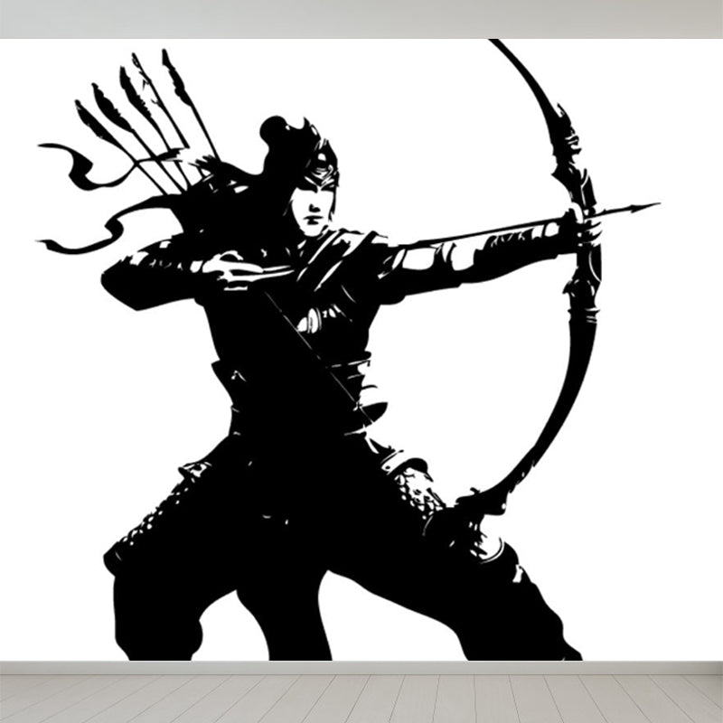 Valiant Chivalrous Expert Mural Decal Black Contemporary Wall Art for Living Room