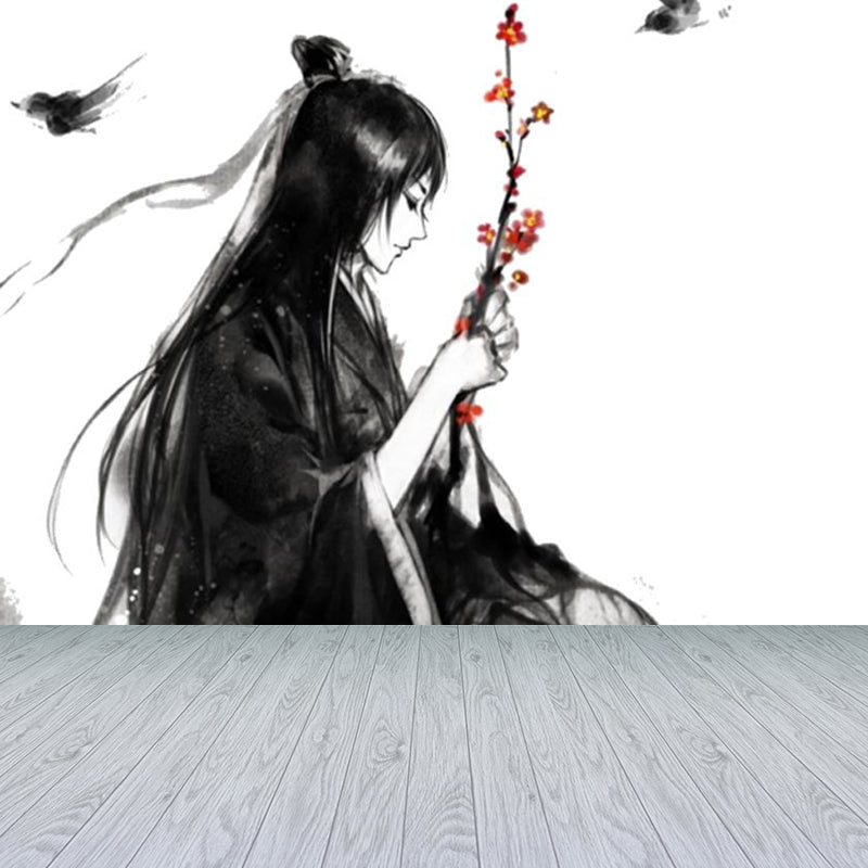 Valiant Chivalrous Expert Mural Decal Black Contemporary Wall Art for Living Room