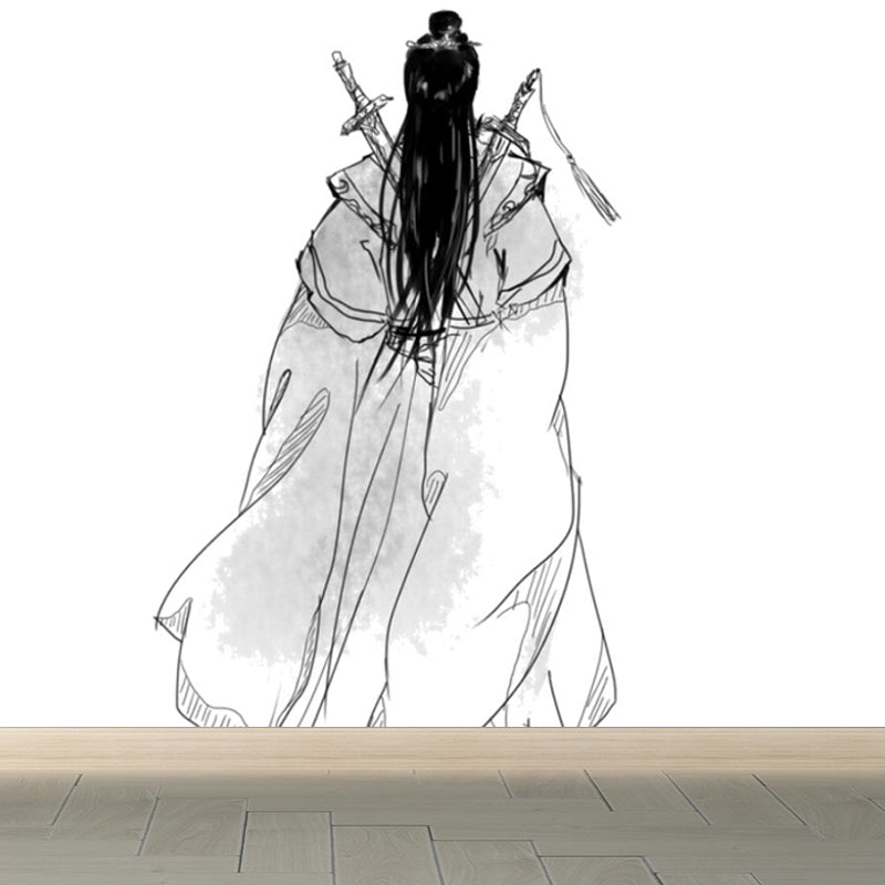 Valiant Chivalrous Expert Mural Decal Black Contemporary Wall Art for Living Room