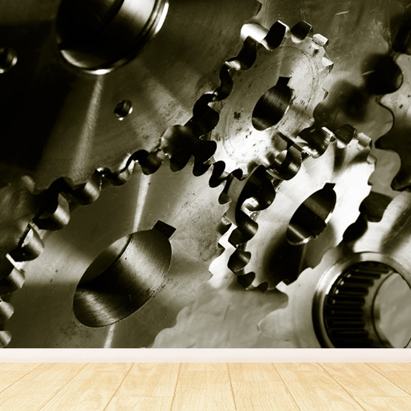 Photography Style Metal Gear Mural Decal Giant Wall Covering for Dining Room, Customised