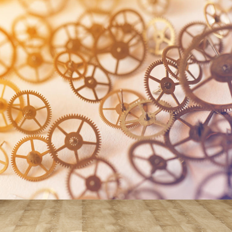 Photography Style Metal Gear Mural Decal Giant Wall Covering for Dining Room, Customised