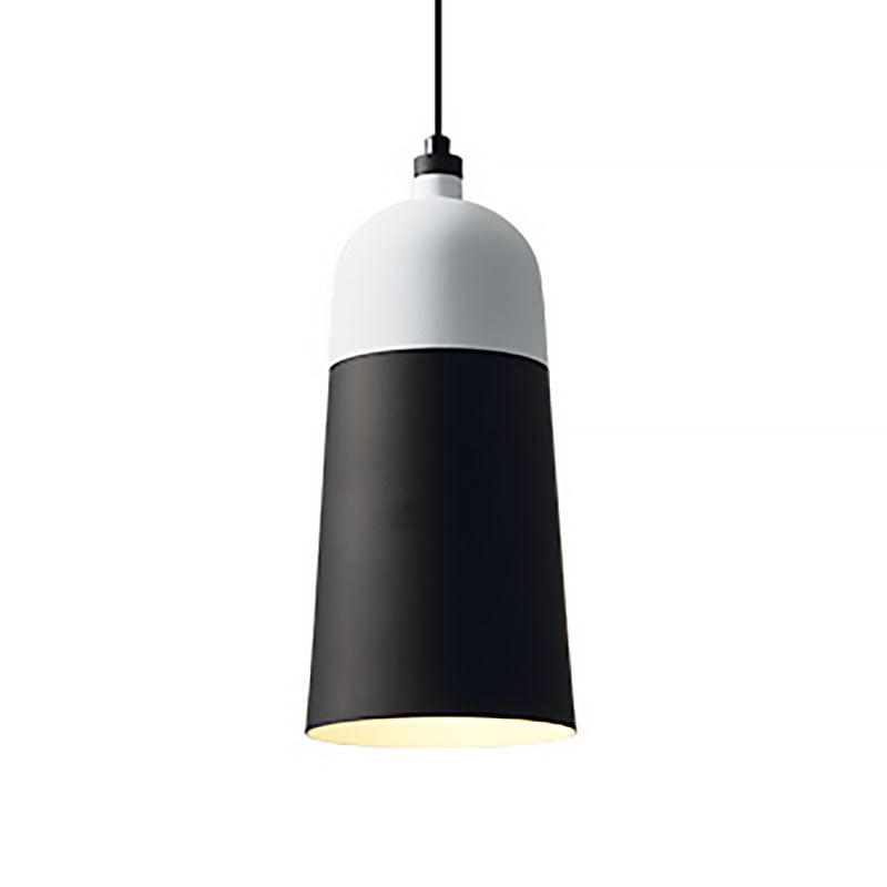 Metal Domed Hanging Light Fixture 1 Light Modern Simple Suspension Lamp in Black and White
