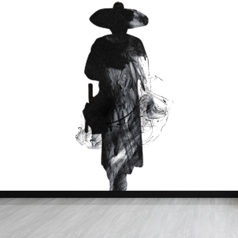 Black Swordsman Mural Decal for Decoration Contemporary Living Room Wall Covering