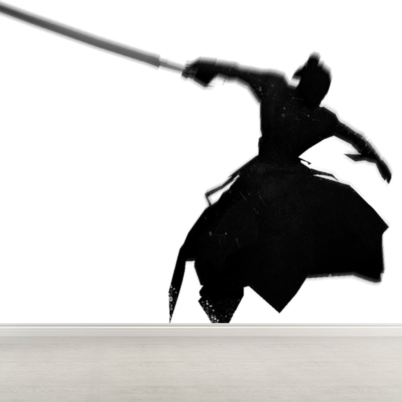 Non-Woven Ornamental Wall Mural Modern Swordsman Pattern Wall Covering for Rest Room