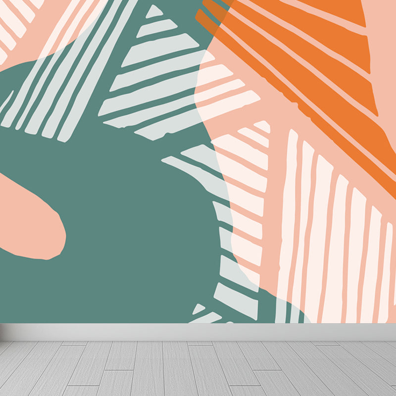 Modern Abstract Graphic Mural Non-Woven Textured Stain-Proof Soft Color Wall Art for Bedroom