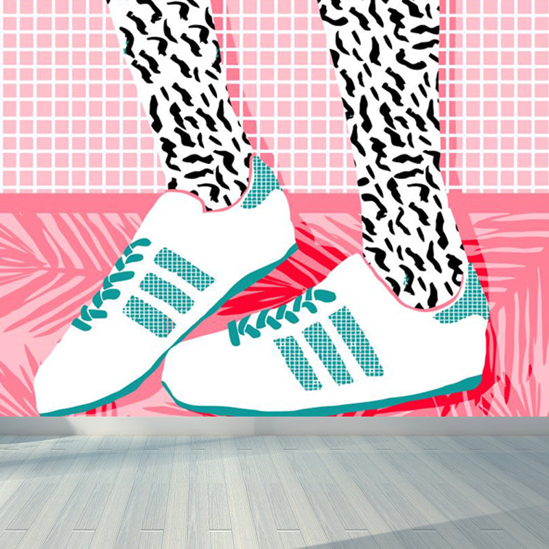 Modern Fashionable Shoes Pattern Mural Pastel Color Kids Room Wall Decor, Personalized
