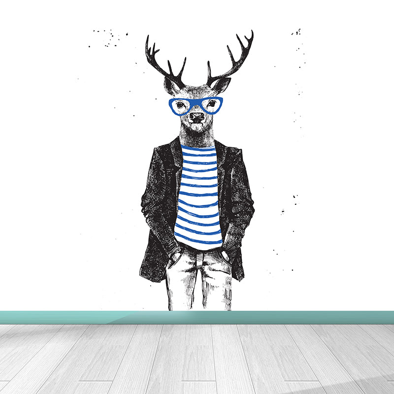 Big Animal Wall Paper Mural Nordic Cool Fashion Wall Decor in Pastel Color for Teens Room