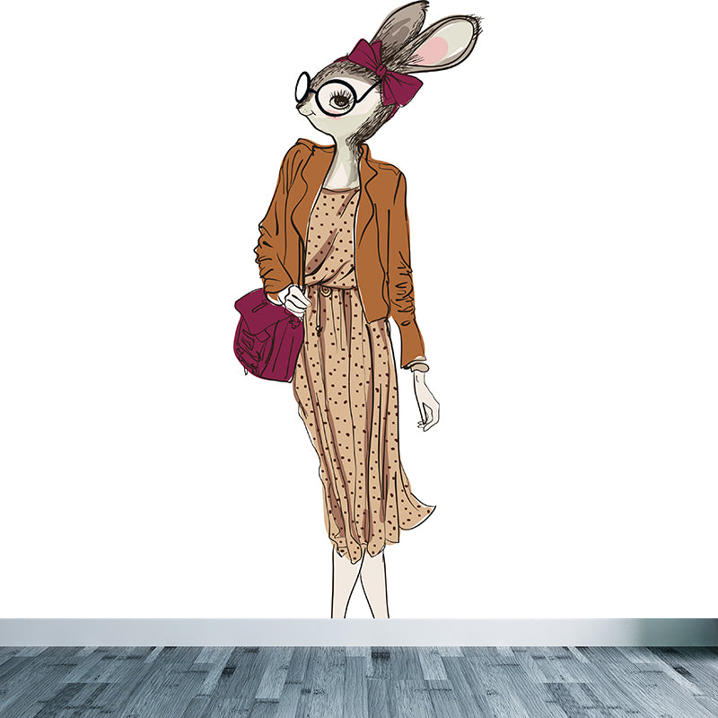 Big Animal Wall Paper Mural Nordic Cool Fashion Wall Decor in Pastel Color for Teens Room