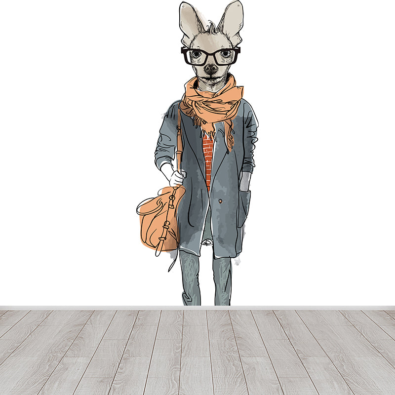 Big Animal Wall Paper Mural Nordic Cool Fashion Wall Decor in Pastel Color for Teens Room