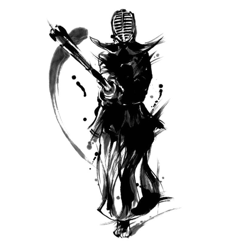 Black Modern Mural Wallpaper Huge Swordsman Portrait Wall Covering for Guest Room