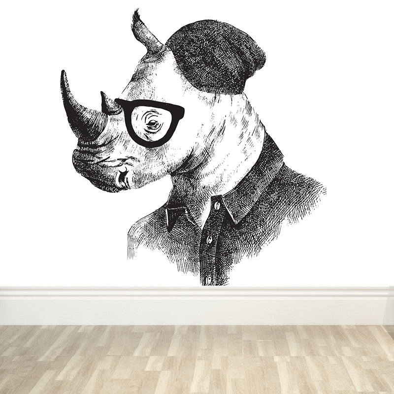 Illustration Animal Portrait Mural Wallpaper Large Wall Art for Boys Bedroom, Custom Print