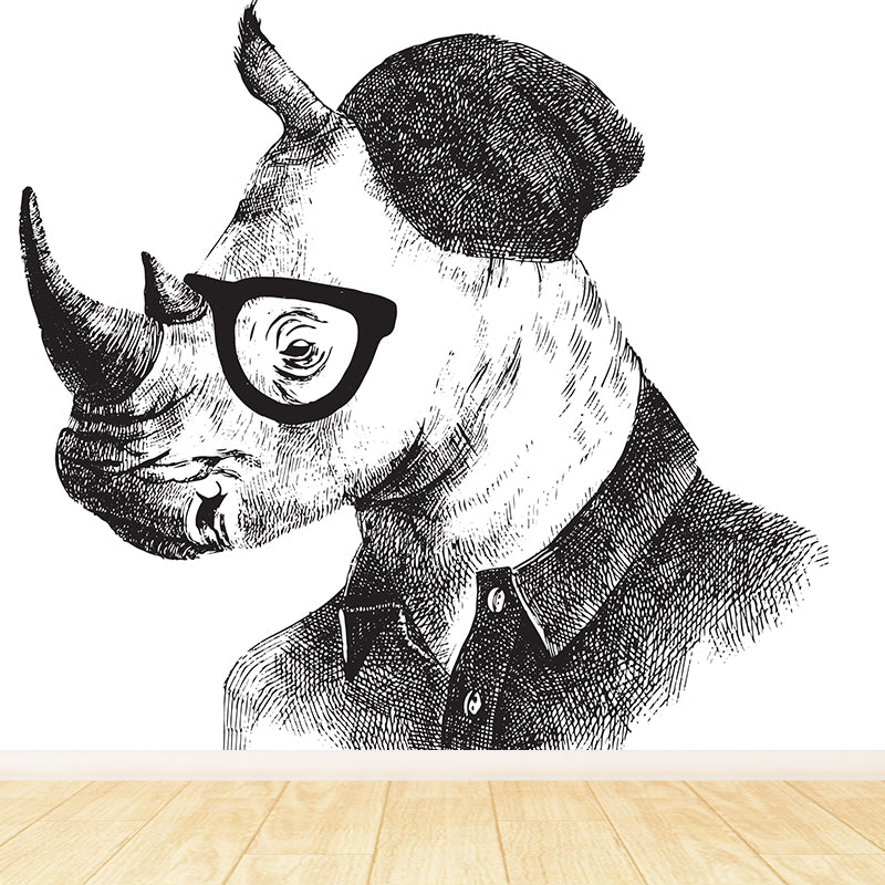 Illustration Animal Portrait Mural Wallpaper Large Wall Art for Boys Bedroom, Custom Print