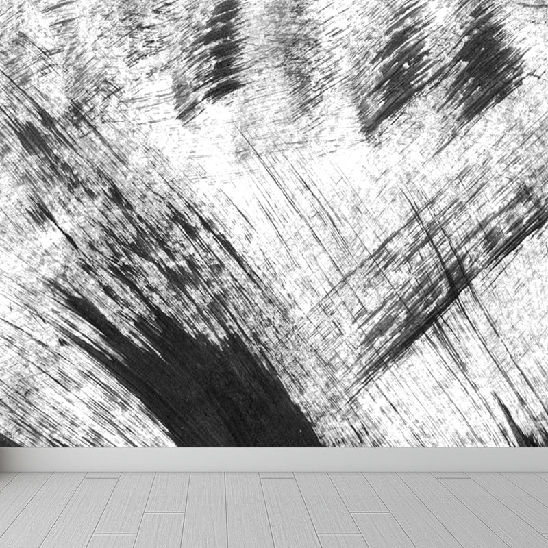 Non-Woven Decorative Wall Mural Modern Brush Stroke Pattern Wall Covering for Living Room