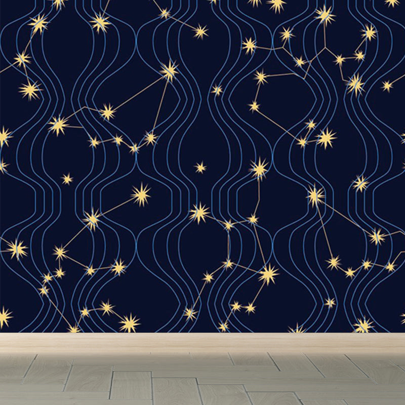 Light Color Outer Space Mural Decal Stain-Proof Contemporary Interior Room Wall Decor