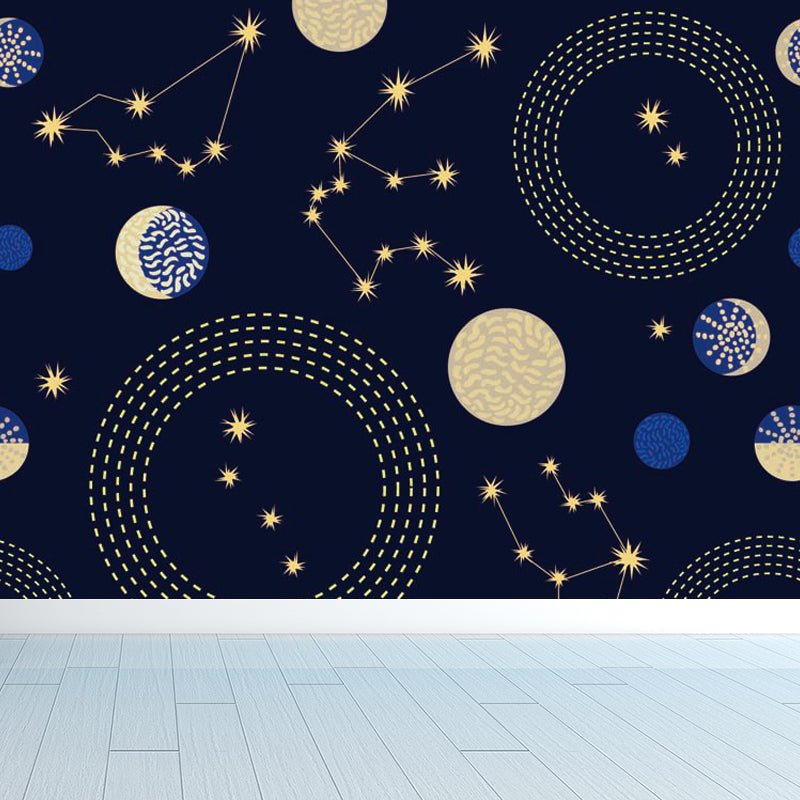 Light Color Outer Space Mural Decal Stain-Proof Contemporary Interior Room Wall Decor