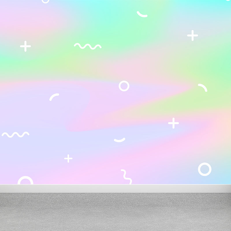 Geometrical Mural Wallpaper Soft Color Modern Style Wall Decor for Teenage Bedroom