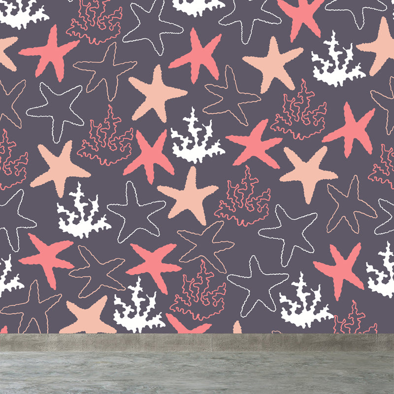 Kids Camping Patterned Mural Decal Soft Color Waterproofing Wall Art for Bedroom