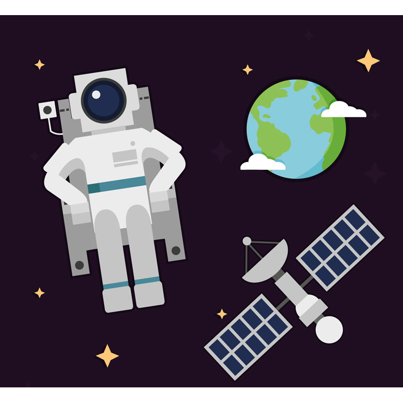 Light Color Outer Space Mural Decal Stain Resistant Children's Art Bedroom Wall Decor