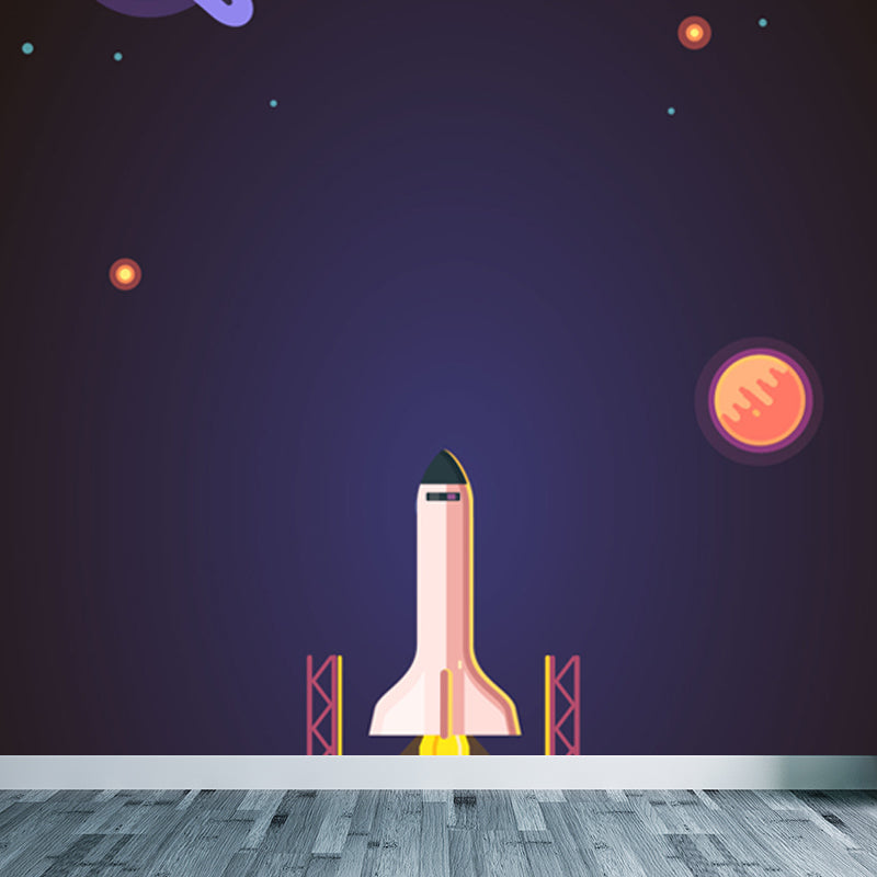 Soft Color Children's Art Mural Wallpaper Huge Space Scene Wall Covering for Dining Room