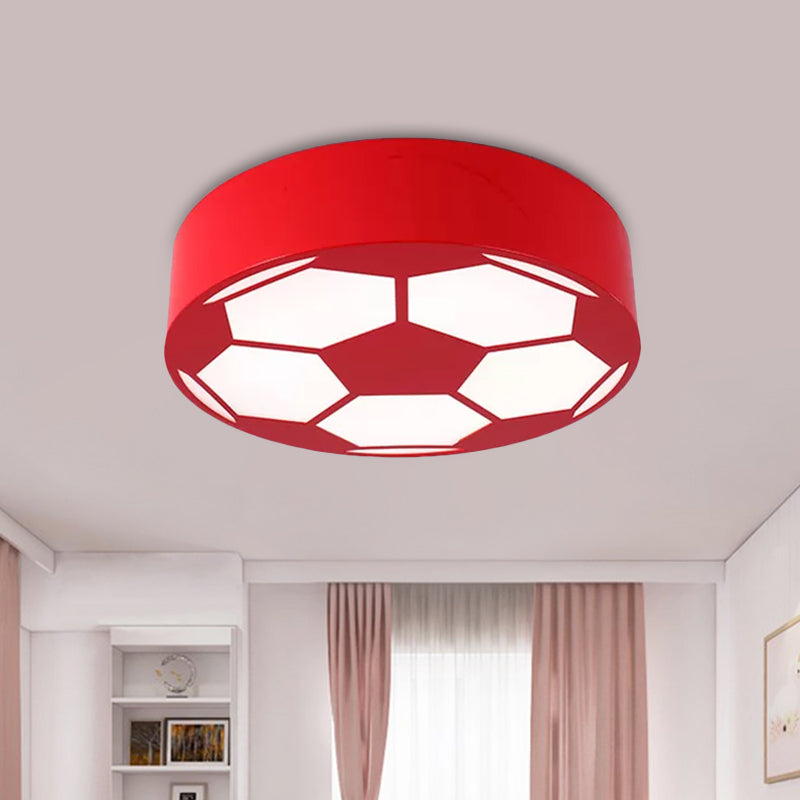 Lámpara de techo empotrada de metal LED estilo infantil con montaje empotrado de fútbol rojo/amarillo/azul con pantalla acrílica
