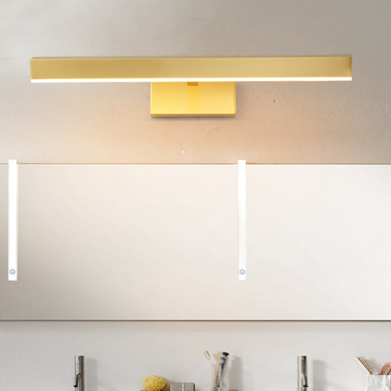 Metallic Slim Rectangle Wall Lamp Fixture Modernism LED Metallic Vanity Lighting in Gold