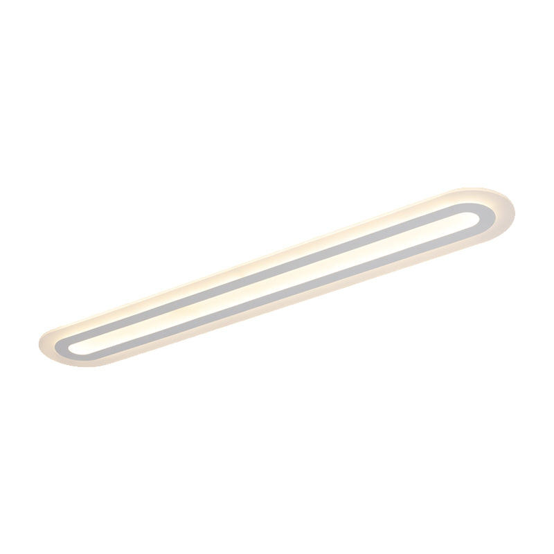 Acrylic Oval LED Flush Mount Light Simplicity White Ceiling Lighting in Warm/White Light for Corridor