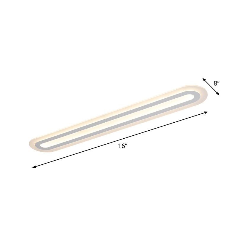 Acrylic Oval LED Flush Mount Light Simplicity White Ceiling Lighting in Warm/White Light for Corridor