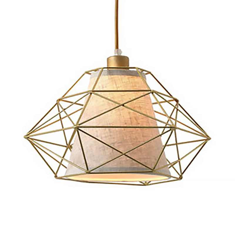 Lámpara de techo de diamantes negros/dorados 1 Luz de alambre moderno enjaulada de alambre moderno para el comedor