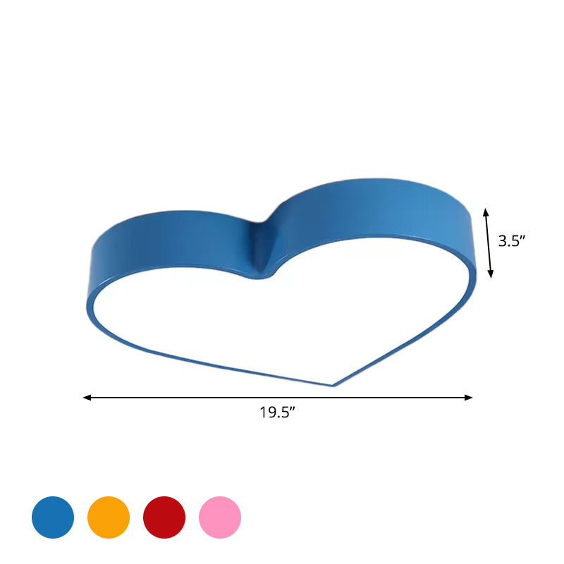 Loving Heart Acrylic LED Flushmount Lighting Children Red/Pink/Yellow Close to Ceiling Lighting Fixture