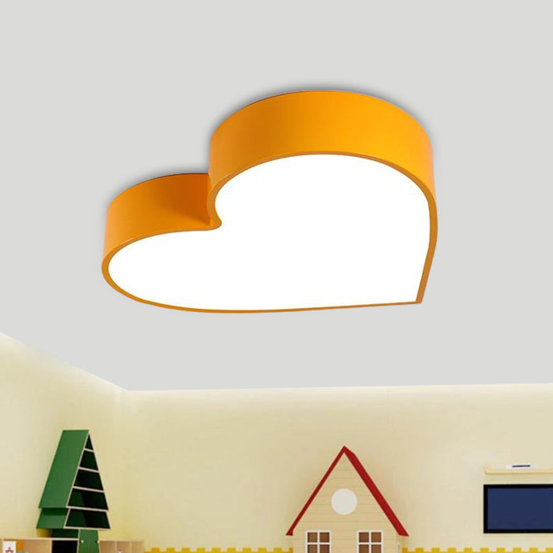 Loving Heart Acrylic LED Flushmount Lighting Children Red/Pink/Yellow Close to Ceiling Lighting Fixture