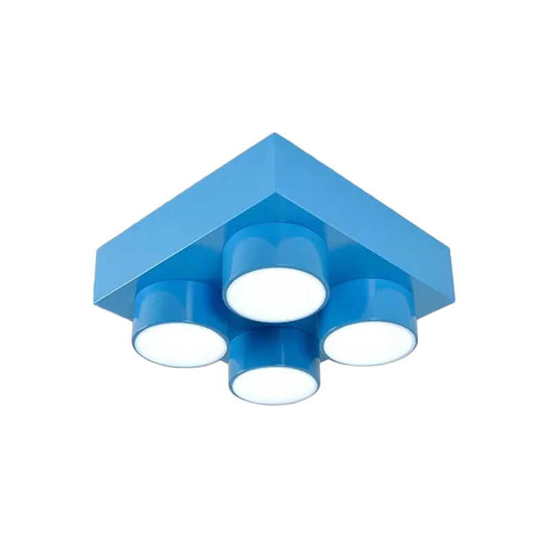 Lámpara de techo LED de bloque de construcción, lámpara de acrílico roja/amarilla/azul de montaje empotrado para dormitorio
