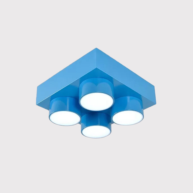 Lámpara de techo LED de bloque de construcción, lámpara de acrílico roja/amarilla/azul de montaje empotrado para dormitorio