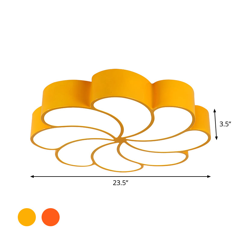 Acrylic Spiral Flower Flush Light Fixture Kids LED Flush Mount Lighting in Orange/Yellow