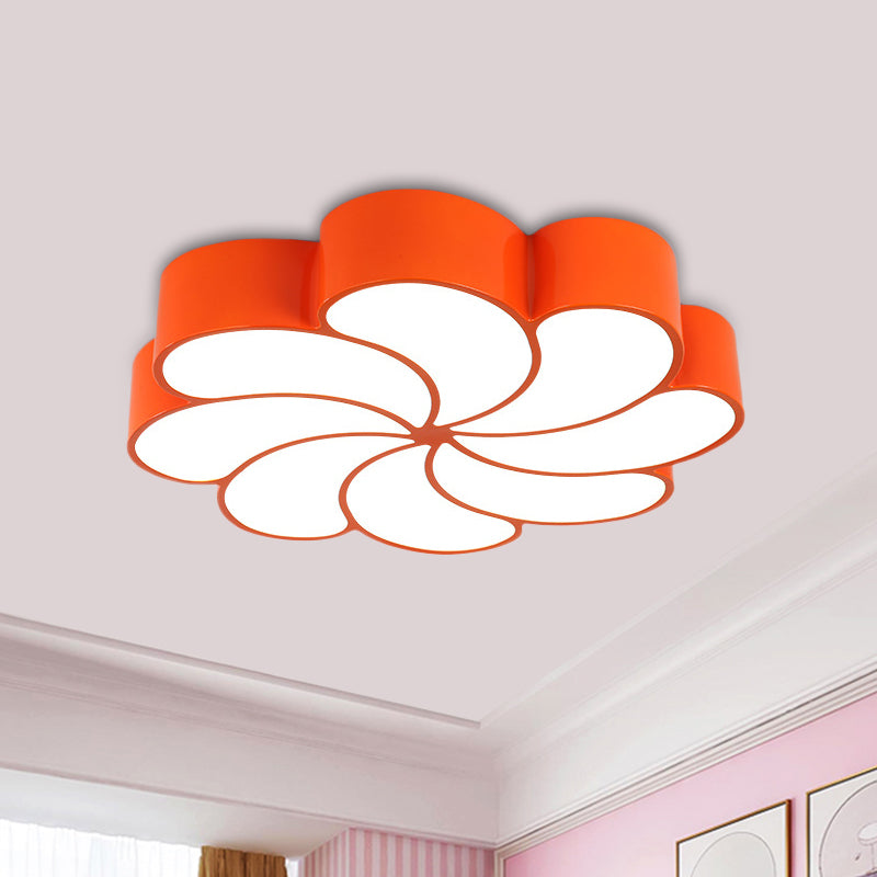Acrylic Spiral Flower Flush Light Fixture Kids LED Flush Mount Lighting in Orange/Yellow