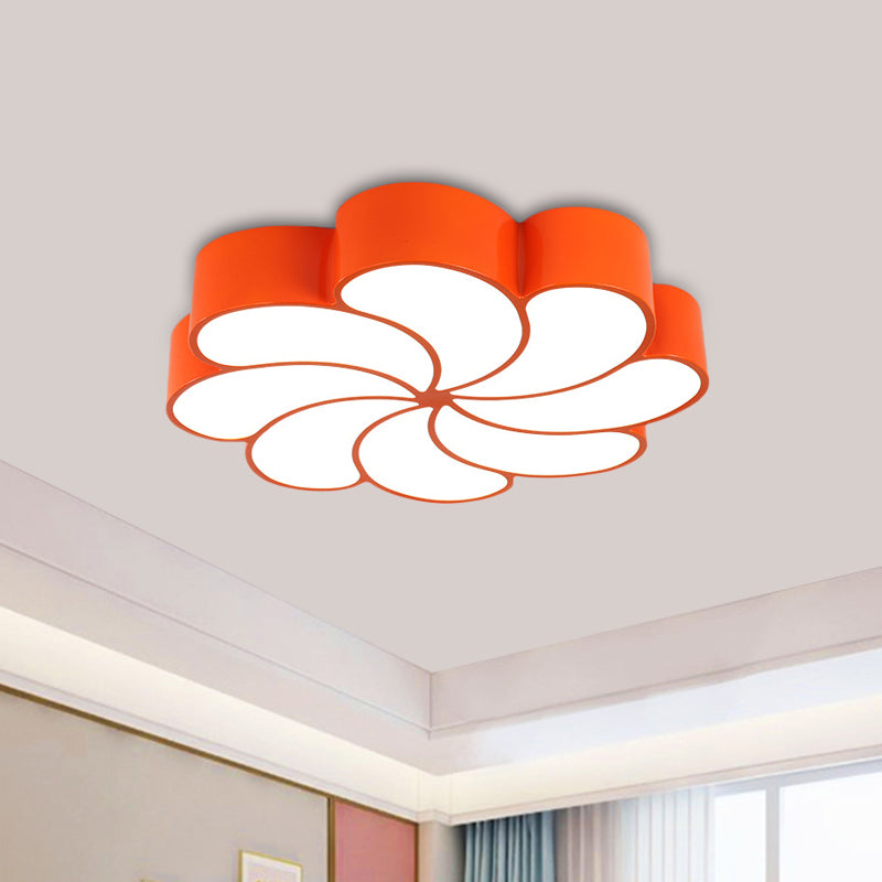 Acrylic Spiral Flower Flush Light Fixture Kids LED Flush Mount Lighting in Orange/Yellow