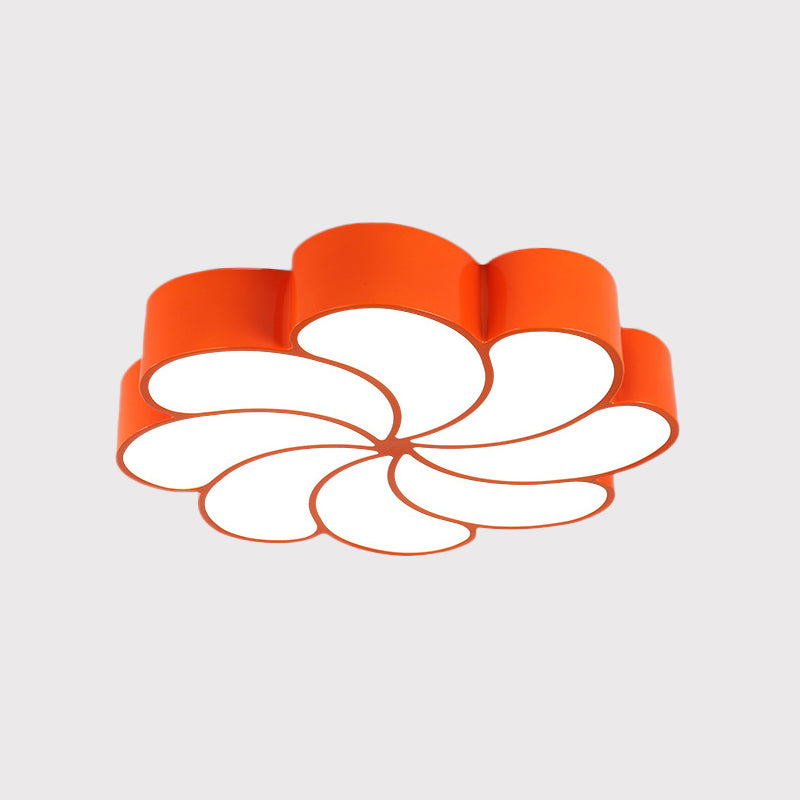 Acrylic Spiral Flower Flush Light Fixture Kids LED Flush Mount Lighting in Orange/Yellow