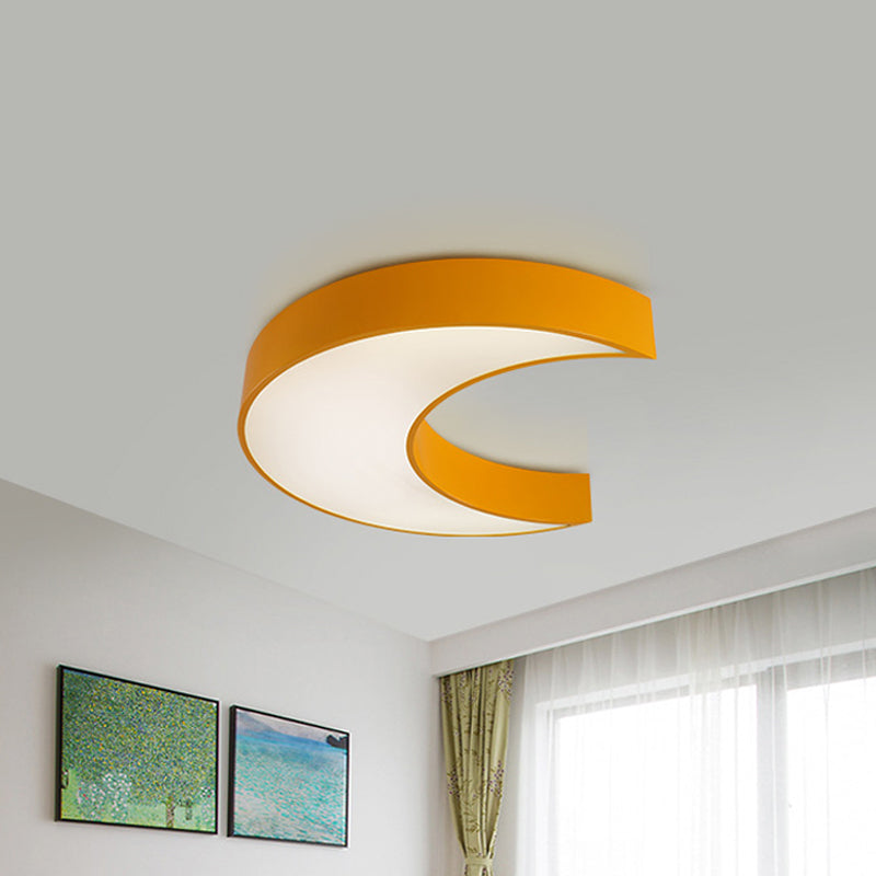 Crescent Moon Bedchamber Flush Lighting Acrylic LED Children Flush Mount Fixture in White/Yellow/Blue