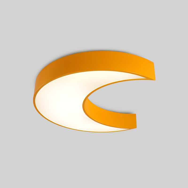 Crescent Moon Bedchamber Flush Lighting Acrylic LED Children Flush Mount Fixture in White/Yellow/Blue