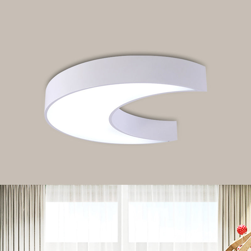 Crescent Moon Bedchamber Flush Lighting Acrylic LED Children Flush Mount Fixture in White/Yellow/Blue