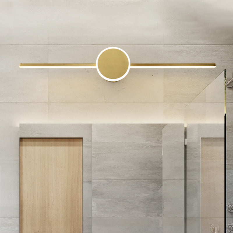 Modern Line through Cylinder Wall Sconce Metallic LED Washbasin Vanity Lighting Fixture in Gold