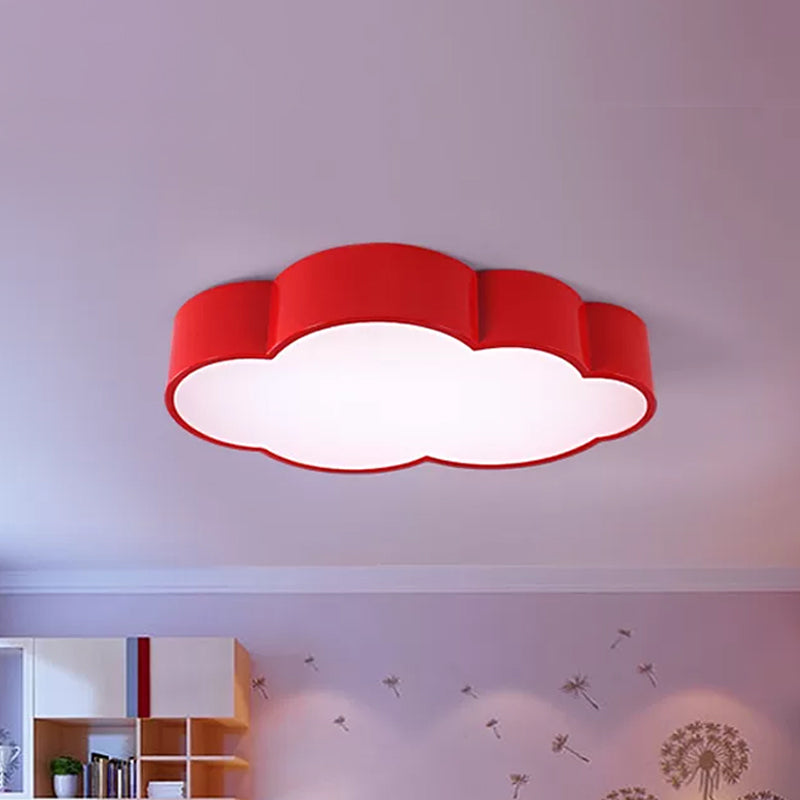 White/Red/Yellow Cloud Flush Ceiling Light Kids Acrylic Flush Mount Recessed Lighting for Kindergarten